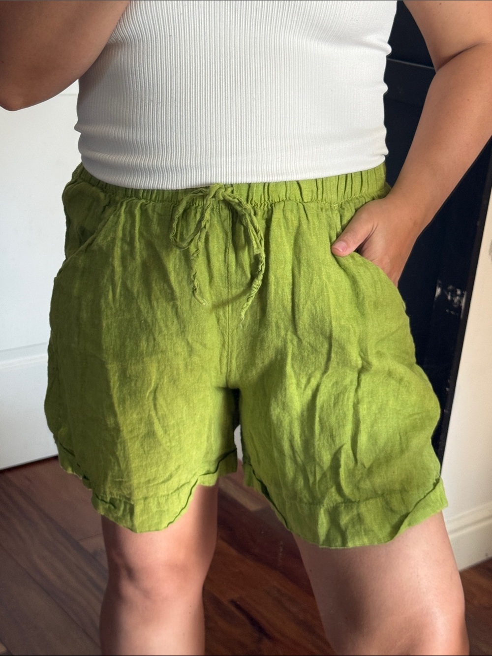 Puro Lino 100% Linen Chino Loose Short. Size S